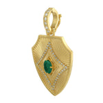 Natural Emerald Diamond Ancient Look Charm In Solid Gold