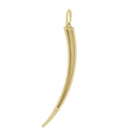 Natural Micro Pave Diamond Horn Charm 14k Yellow Gold Pendant