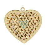 Natural Tourmaline Diamond 14k Yellow Gold Heart Charm Pendant Love Gift
