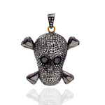 Diamond 14k Gold 925 Silver Skull Design Pendant Pave Gift