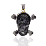 Diamond 14k Gold 925 Silver Skull Design Pendant Pave Gift