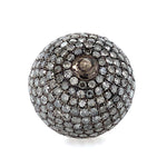 Natural Pave Diamond Beads Ball Pendant Jewelry In 925 Sterling Silver