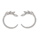 Natural Pave Diamond Front Hoop Stud Earring In 18k White Gold For Women On Sale