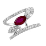 Marquise Ruby Diamond Band Ring in Solid White Gold For Her On Sale
