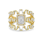 Baguette Diamond Zig Zag Design Elegant Band Ring In 18k Yellow Gold