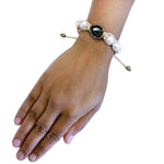 Geode & Diamond Macrame Bracelet 925 Silver 18k Gold Jewelry