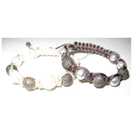 Natural Diamond Pave 925 Silver Gemstone Beads Macrame Bracelet Jewelry