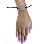 Natural Diamond Pave Black Macrame Bracelet 925 Silver Pave Jewelry