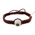 Pave Diamond 14k Solid Gold Beads Brown Macrame Bracelet Handmade Jewelry
