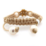 Pave Diamond Baby Girl Charm Bracelet 18k Gold Natural Pearl Bead Jewelry