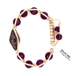 Designer Pave Diamond Ruby Beads Macrame Bracelet Silver Jewelry
