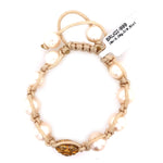 18k Yellow Gold Pave Diamond Pearl Beads Ivory Macrame Bracelet New
