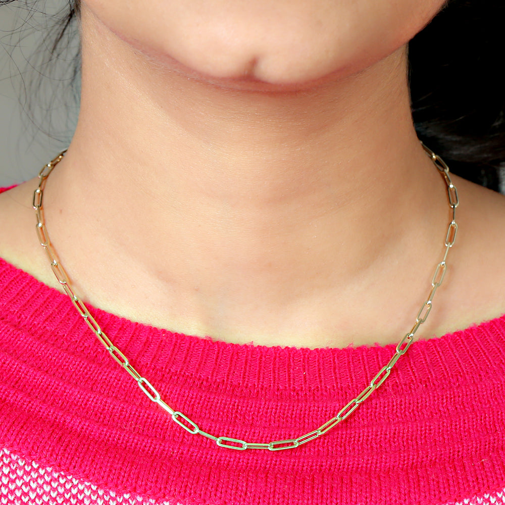 Solid 14k Yellow Gols Link Chain For Gift Delicated Jewelry