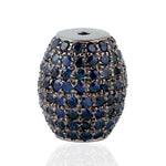 Blue Sapphire Pave Bead Ball Findings In 925 Sterling Silver