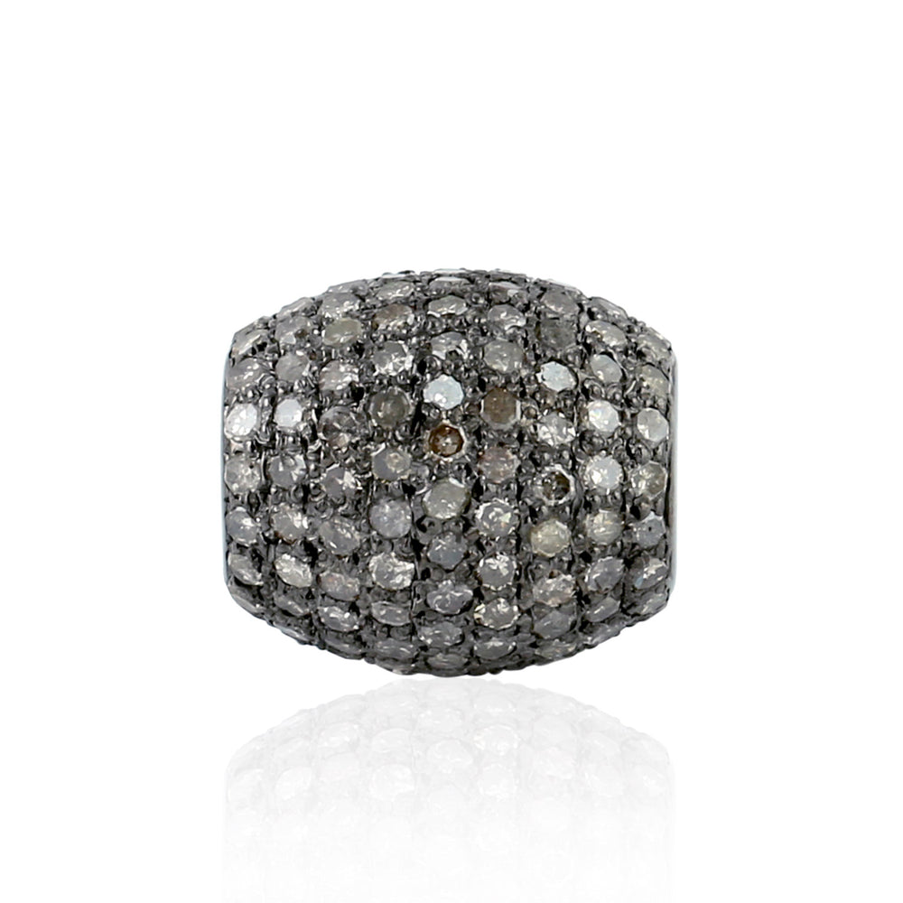 Pave Diamond Bead Ball Findings In 925 Sterling Silver