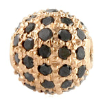 Natural Black Pave Diamond Bead Ball Jewelry Making Accessory In 18k Rose Gold