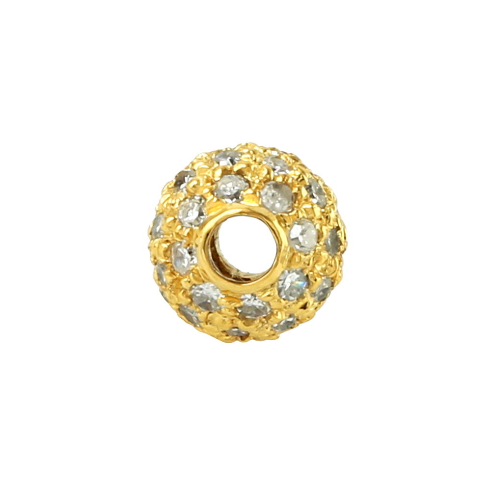 Naturall Pave Diamond 14k Solid Yellow Gold Pave Bead Ball Accessories