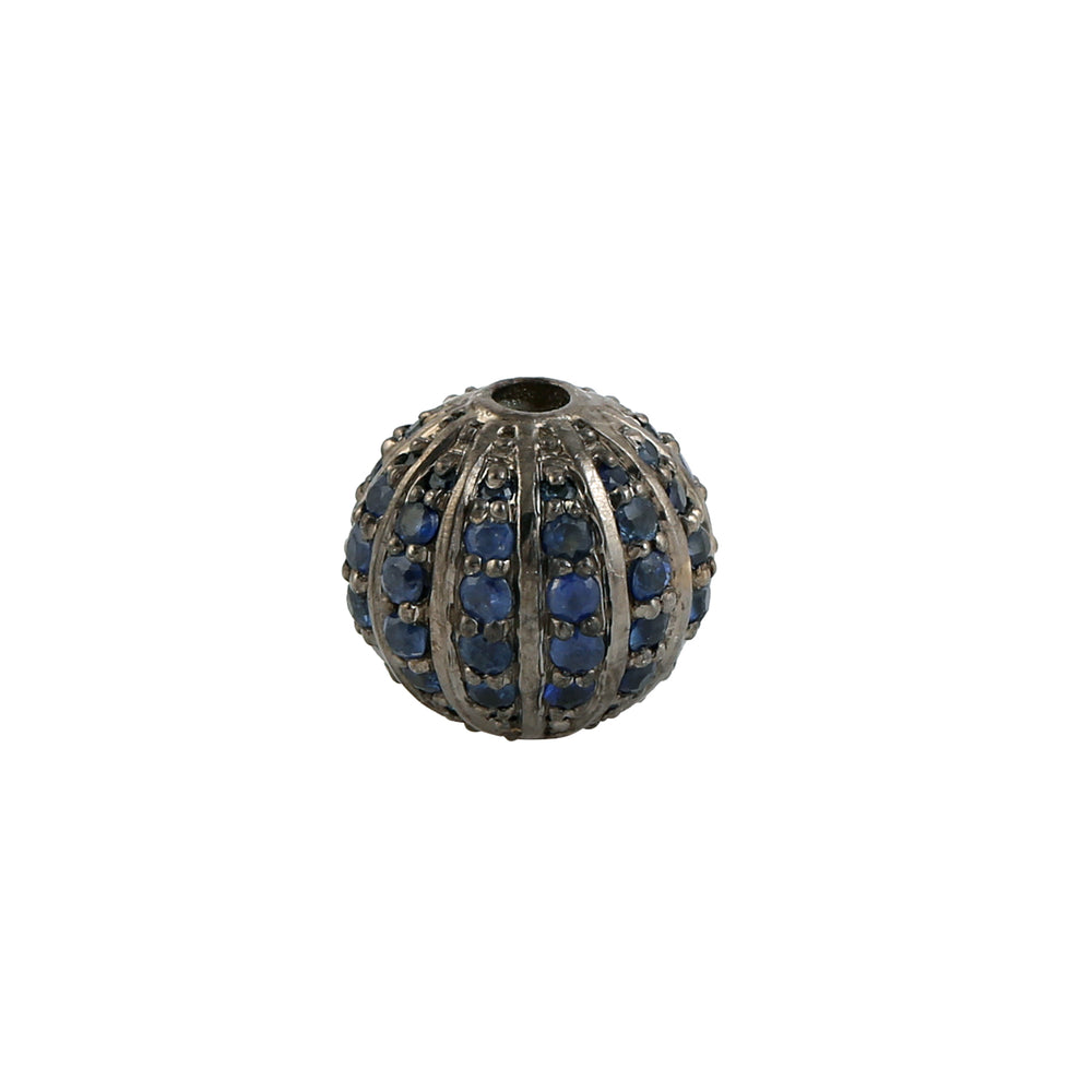 925 Sterling Silver Blue Sapphire Bead Ball Finding Handmade Jewelry