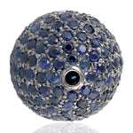 Natural Sapphire Pabe Bead Ball Handmade Findings In Sterling Silver