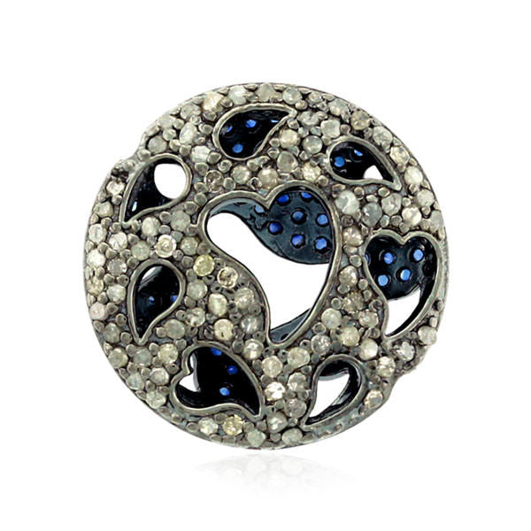 Sapphire Pave Diamond 925 Sterling Silver Spacer Finding Fashion Jewelry