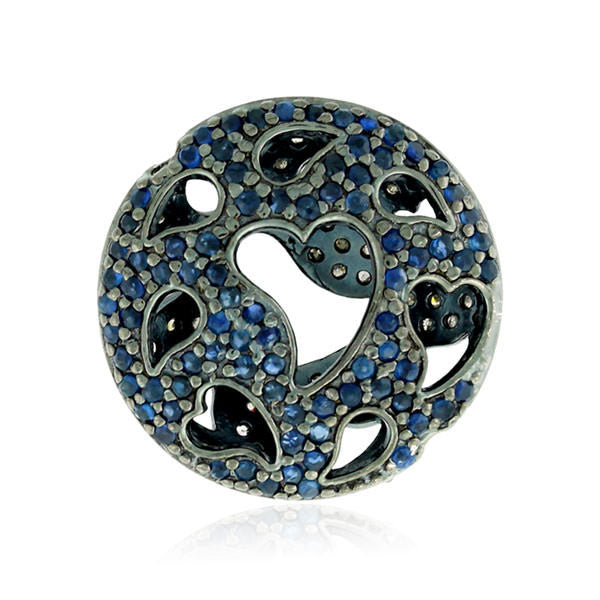 Sapphire Pave Diamond 925 Sterling Silver Spacer Finding Fashion Jewelry