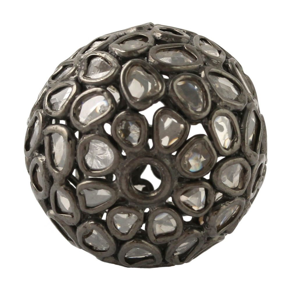 Uncut Rose Cut Diamond Bead Ball Findings Sterling Silver0
