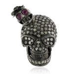 Pave Diamond & Ruby Skull Cufflinks 925 Sterling Silver Gift