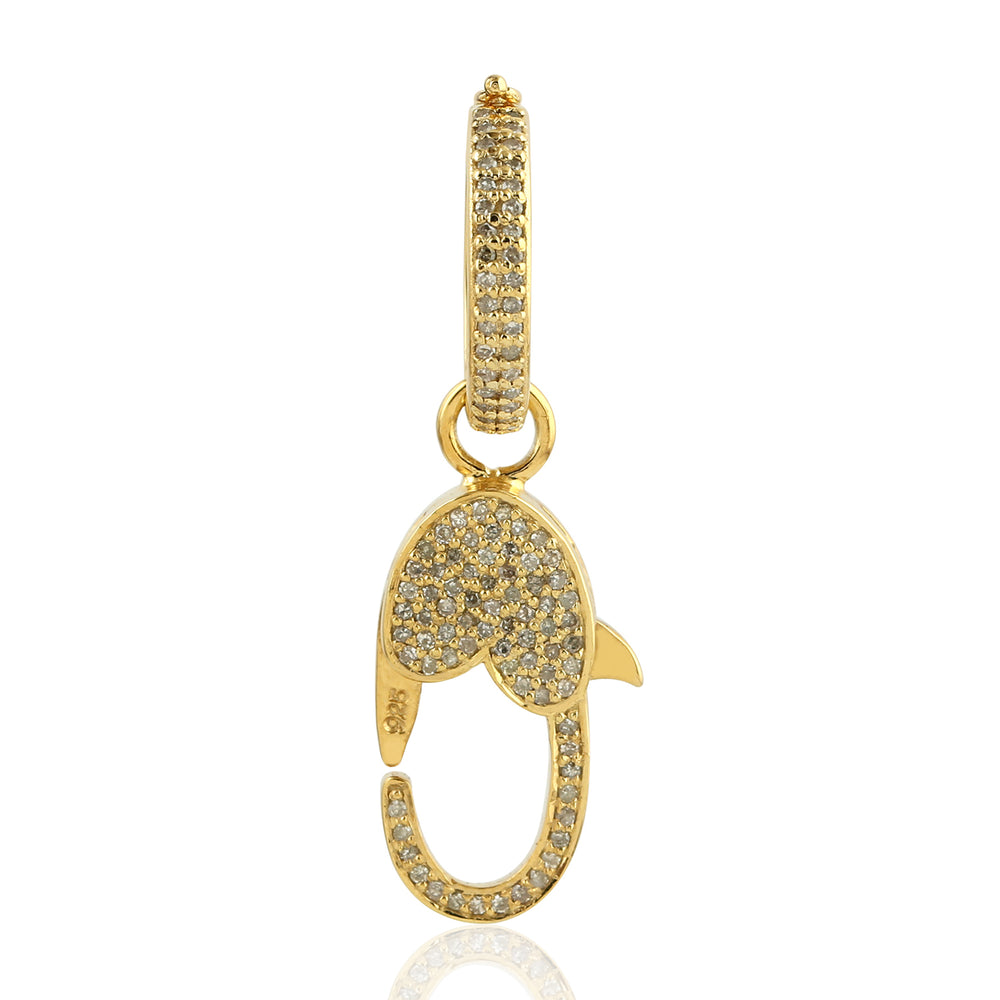 Pave Diamond Lobster Clasp Lock Findings In 14k Yellow Gold