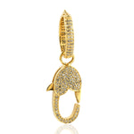 Pave Diamond Lobster Clasp Lock Findings In 14k Yellow Gold