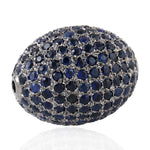 Pave Blue Sapphire Bead Ball Findings In 925 Sterling Silver