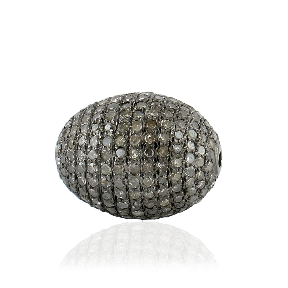 Natural Pave Diamond Bead Ball Findings In 925 Sterling Silver