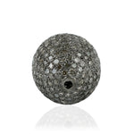 Natural Pave Diamond Bead Ball Findings In 925 Sterling Silver