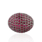 925 Sterling Silver Natural Pave Ruby Bead Ball Jewelry Making Accessory