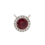 Natural Ruby Diamond Accent Round Charm In 18k White Gold Jewelry Accessories