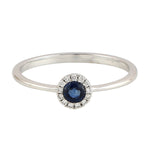 Natural Sapphire & Diamond Delicate Ring In 18k White Gold For Her