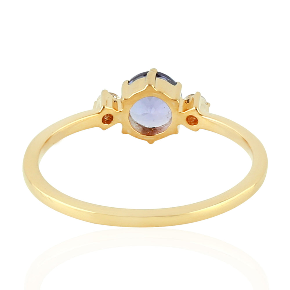 Solid 10K Yellow Gold Tanzanite Diamond Ring Women's Jewelry