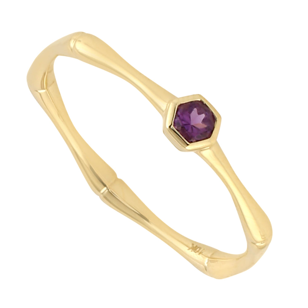 10k Yellow Gold Amethyst Ring Gemstone Jewelry For Women's