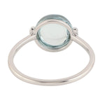 Aquamarine Bead Ball Pave Diamond Designer Ring 18k Gold Jewelry For Her
