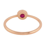 Solid 18k Rose Gold Natural Ruby Pave Diamond Halo Ring Minimal Jewelry For Her