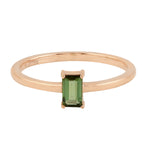 Baguette Tourmaline Solitaire Dainty Ring In 18k Rose Gold Fine Jewelry