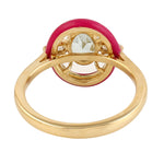 Natural Aquamarine & Diamond Gemstone Enamel Ring Jewelry In 14k Yellow Gold