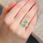 Natural Pear Cut Peridot & Diamond Enamel Cross Over Dainty Ring jewelry In 14k Yellow Gold
