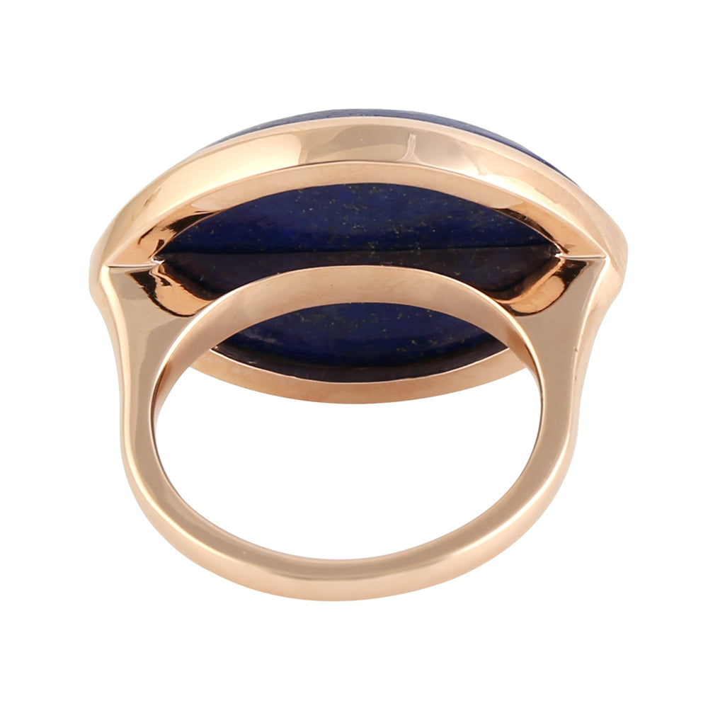 14k Rose Gold Bezel Set Marquise Lapis Pave Ruby & Turquoise Evil Eye Charm Ring Jewelry