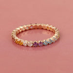 Multiple Gemstone Stackable Band Ring In 18k Rose Gold Fine Jewelry
