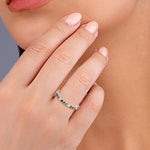 Prong Set Tourmaline & Pave Diamond Sleek Band Ring Jewelry In 18k White Gold