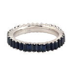 Baguette Blue Sapphire Gemstone Full Eternity Ring Jewelry In 18k White Gold Fine Accessory