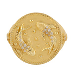 Beautiful yellow gold 14k yin yang pave diamond ring for her