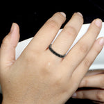 925 sterling Silver Prong Set Black Spinel Band Ring Fine Jewelry