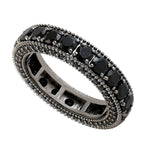 Natural Black Spinel Stackable Band Ring Set In 925 Sterling Silver Fine Jewelry