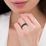Natural Black Spinel Stackable Band Ring Set In 925 Sterling Silver Fine Jewelry
